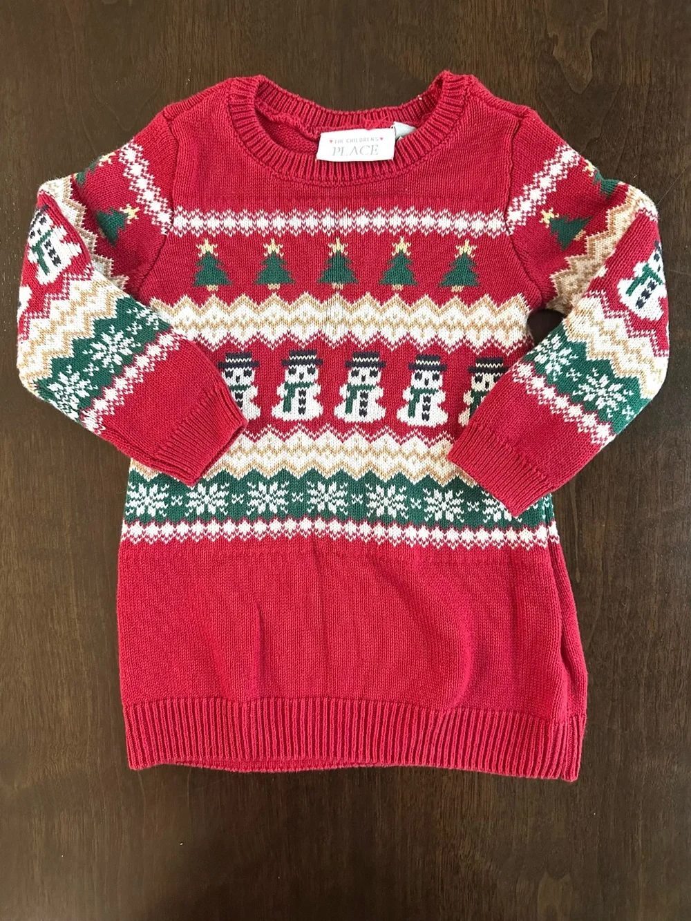 The Children's Place Red Knit Christmas Holiday Baby Sweater Dress 12-18 months